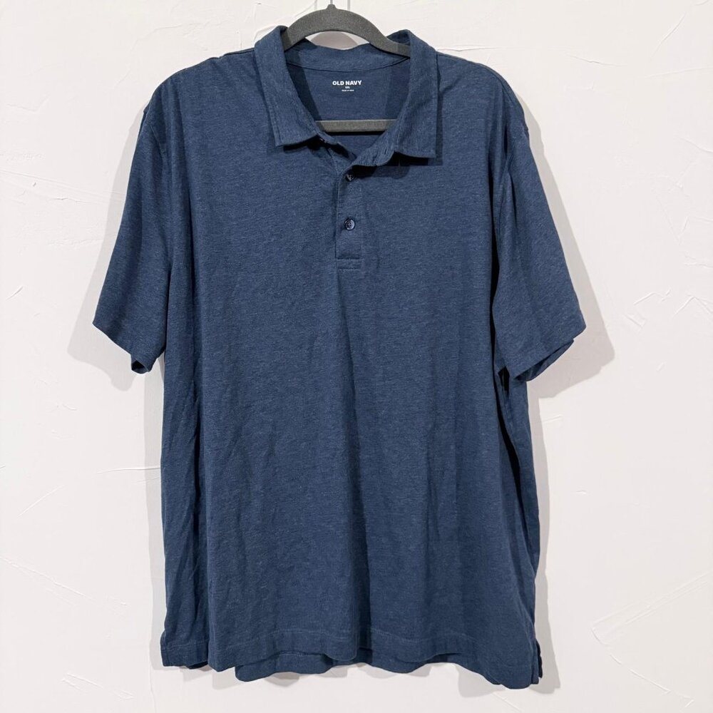 Old Navy Men’s Polo Shirt XXL Blue Short Sleeve 60% Cotton 40% Polyester